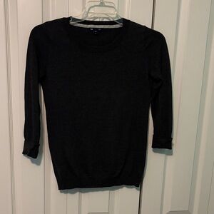 GAP Charcoal Gray Knit Sweater with 3/4 length sleeves. Size Medium